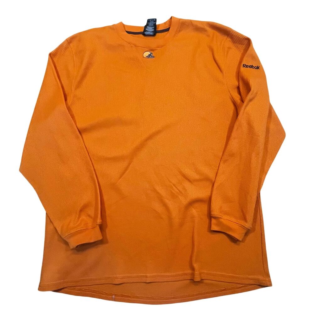 Reebok Cleveland Browns Thermal Shirt Men L NFL Team Apparel Waffle Knit Orange